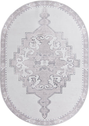 Unique Loom Timeless Thomas Machine Made Medallion Rug White Gray, Black/Ivory/Gray 7' 7" x 10' 6"