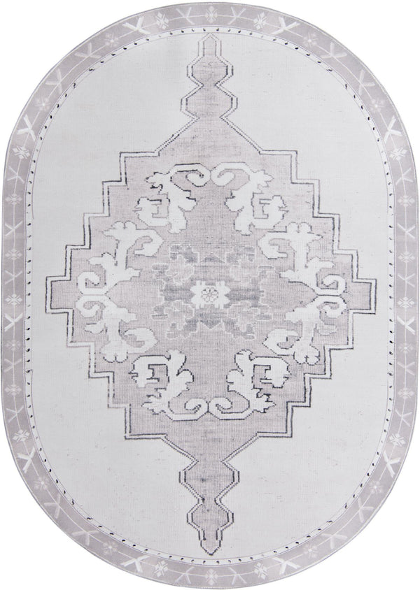 Unique Loom Timeless Thomas Machine Made Medallion Rug White Gray, Black/Ivory/Gray 7' 7" x 10' 6"