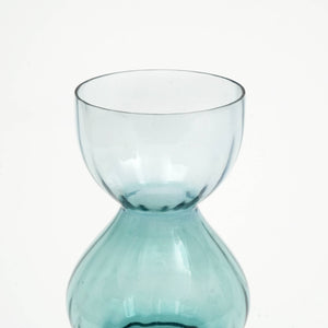 English Elm Decorative Opulent Bauble Glass Vase Handblown Teal-Clear Artisanal Accent 6.5x14 Statement Piece Green B346P336910