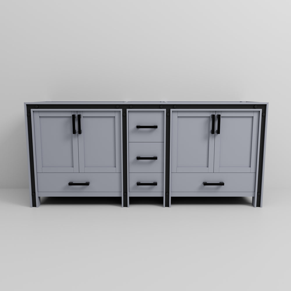English Elm Dark Grey Double Bath Vanity 80-in W x 22-in D – Solid Wood Frame, Soft-Close Drawers, Fully Assembled with Ample Storage B2731P260739