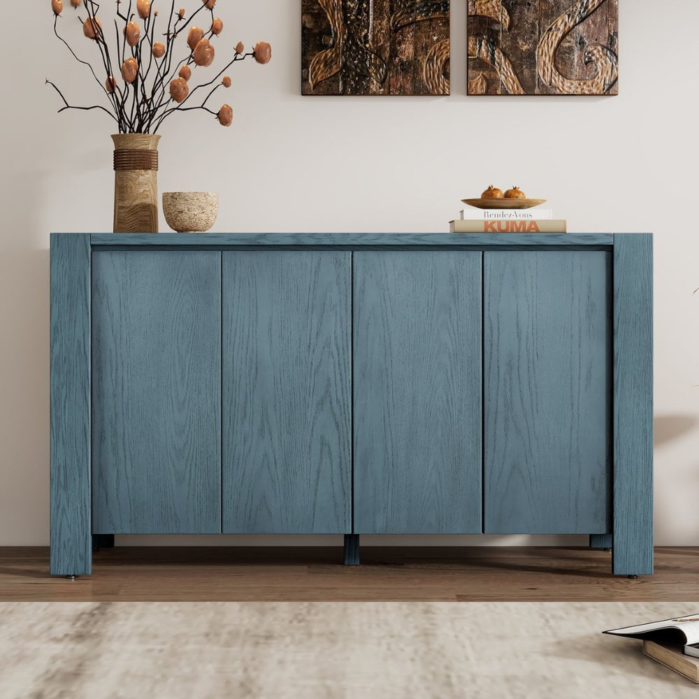 English Elm Trexm Four Door Retro Sideboard Oak Veneer Distressed Storage for Dining Living N715P204444M