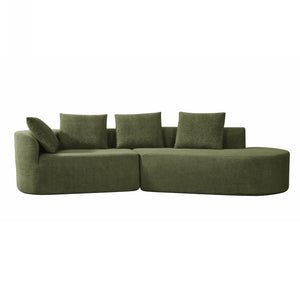 English Elm Christopher Knight Home® - 116" Modern Curved Sectional Sofa with Plush Pearl Upholstery, High-Density Sponge, Chaise Lounge Seating Harmony Green N767P263923G