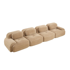 English Elm 4-seat Modular Corduroy Sectional Sofa Low Profile Ergonomic Living Room Seating Camel W714S01243