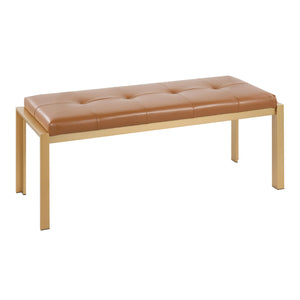 English Elm Fuji Plush Padded Bench with Gold Metal Frame — Contemporary Entryway Seating for Two, 45"L Camel B202S01157