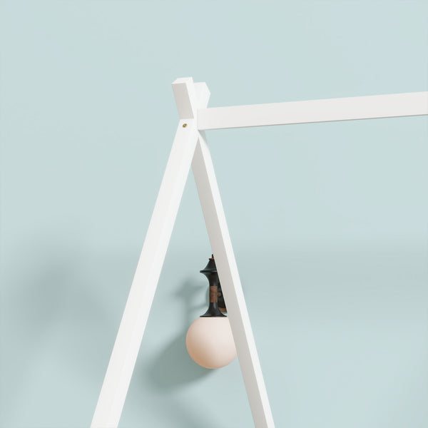 English Elm Full Size Tent-Shaped Floor Bed In White - Rubberwood Frame With Guardrails, Slats & Cozy Door W504P345787