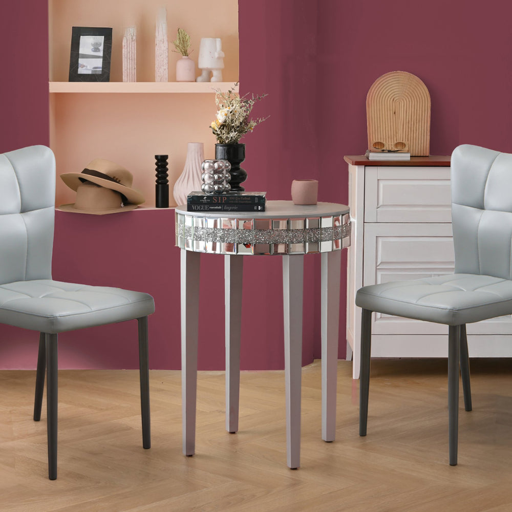 English Elm Artisanal Round Mirror Breakfast Table - Space-Saving Bistro-Style Design For Modern Living Spaces N842P304339S