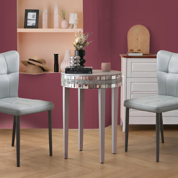 English Elm Artisanal Round Mirror Breakfast Table - Space-Saving Bistro-Style Design For Modern Living Spaces N842P304339S