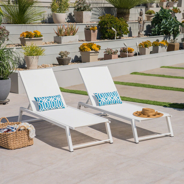 English Elm Christopher Knight Home® - Myers Chaise Lounge - Modern Outdoor Seating With Adjustable Backrest, Durable Aluminum Frame & Mesh 61407.00WWHIMP2