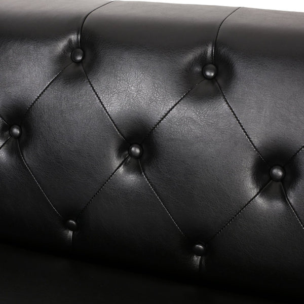 English Elm 3-seater Diamond Tufted Contemporary Sofa Deep Seated Living Room Couch with Pillows Black 70630.00AMDNT_70630.00BMDNT