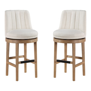 OSP Home Furnishings Rowan - Set of 2 Swivel Barstool Linen/Medium Oak
