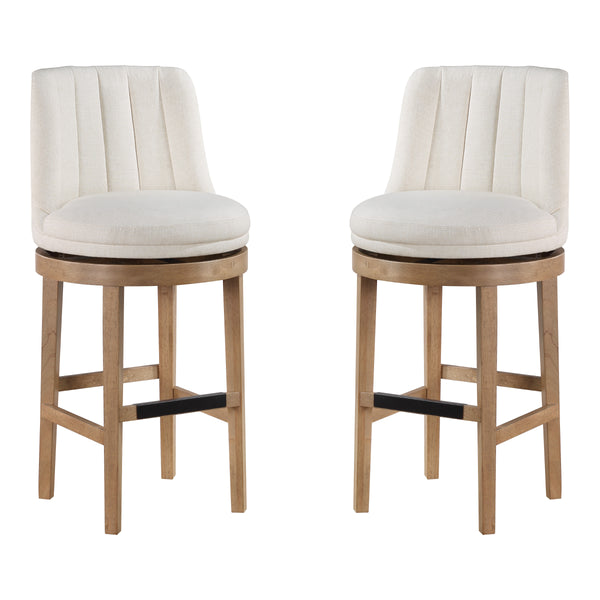 OSP Home Furnishings Rowan - Set of 2 Swivel Barstool Linen/Medium Oak