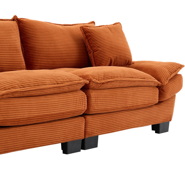 English Elm Corduroy Modern Sofa Sleeper Loveseat with Double-Layer Cushions, Two Pillows, Sturdy Frame 84" Orange W676P227342