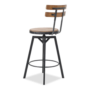 English Elm Christopher Knight Home® - METAL Rustic Barstool with Fir Wood Seat & Backrest, Adjustable 39–45" Height, Black Silver Frame 59330.00