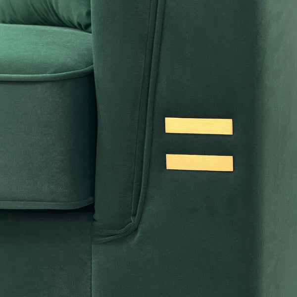 English Elm FX-P82-2PC Velvet Sofa Set of 2, Plush Tufted 3-Seater Sofas with Gold Legs for Stylish Living W576S00242