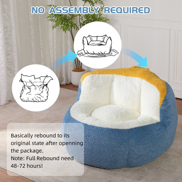 English Elm Oversized Multicolor Faux Fur Bean Bag Sofa – Cozy Lounger With Shredded Foam, No Assembly Needed! W3723P375714-GIGA