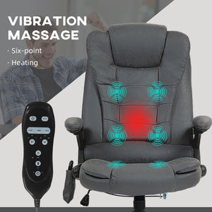 English Elm HOMCOM High-Back Executive Massage Chair with 6-Point Vibration, Lumbar Heat, Recline & Remote Dark Gray W2225P250026