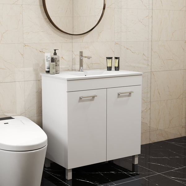 English Elm 32-Inch Floor-Mounted Bathroom Vanity With Sink Combo - Elegant Design, Soft-Close Doors, Adjustable Feet W3151S00031