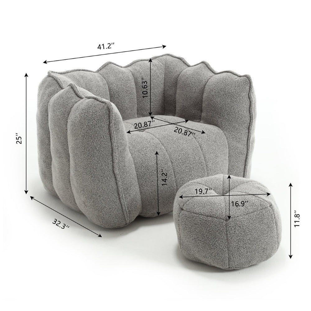 English Elm Soft Bean Bag Chair With Footstool - Luxurious Foam Comfort For Gaming, Reading, And Relaxation P1 W1996P182141-GIGA