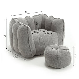 English Elm Soft Bean Bag Chair With Footstool - Luxurious Foam Comfort For Gaming, Reading, And Relaxation P1 W1996P182141-GIGA
