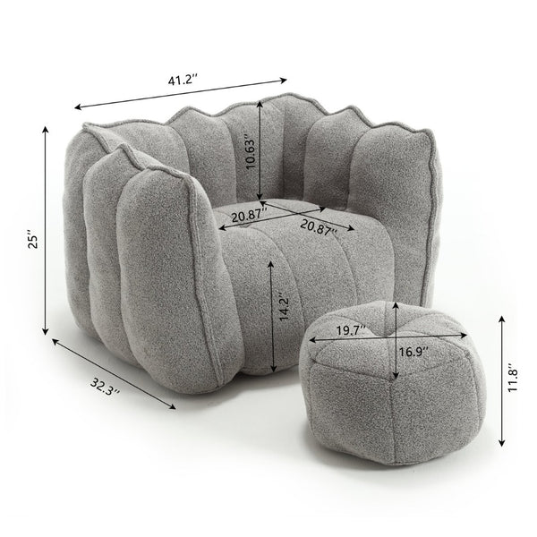 English Elm Soft Bean Bag Chair With Footstool - Luxurious Foam Comfort For Gaming, Reading, And Relaxation P1 W1996P182141-GIGA