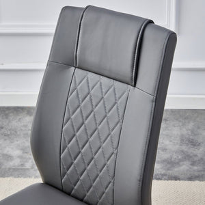 English Elm Table Set: Luxurious 9-Piece Dining Set With Pandora Glass Top, Golden Legs & 8 Gray Pu Chairs For Style W1151S03230-GIGA