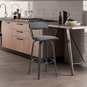 English Elm Willow Swivel Counterstool Gray Faux Leather Seat Modern Kitchen Bar Perch B2736P464837