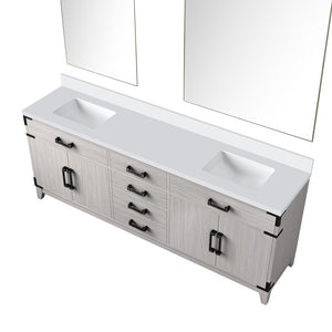 English Elm White Oak Double Bath Vanity With White Quartz Top & Mirrors – Elegant Storage & Style For Two B2731S01617-GIGA