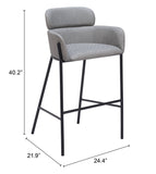 Bremor Barstool Slate Gray 110173 Zuo Modern