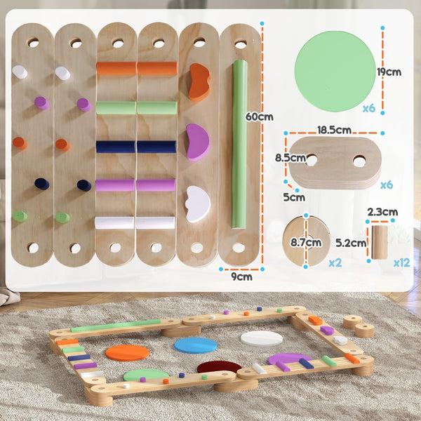English Elm Qaba Kids Balance Beam Set – Versatile Wooden Obstacle Course For Toddlers 3-8, Indoor/Outdoor Play W2225P249790-GIGA