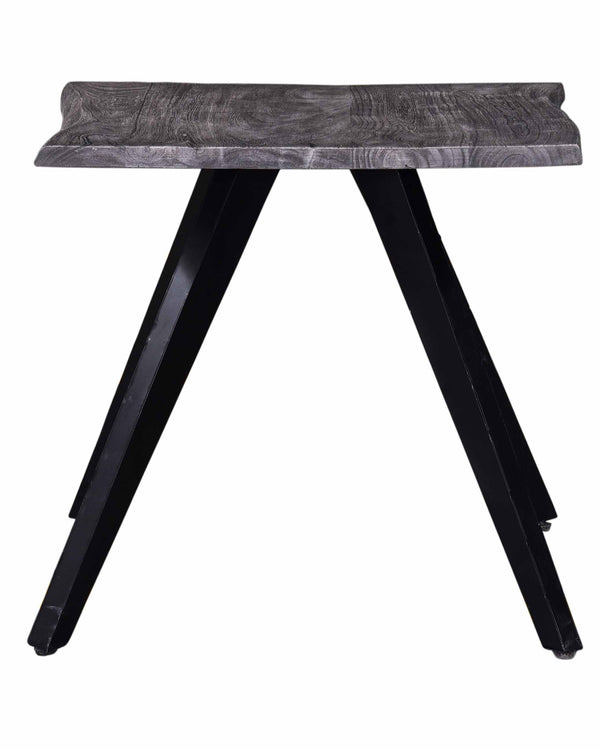 English Elm Modern Square End Table Acacia Wood Top with Angular Metal Legs, Durable 24" Cube Accent Sofa Table Gray/Black B2741S00011