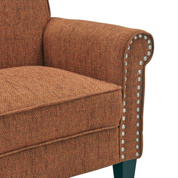 English Elm Barnet Upholstered Accent Chair with Nailhead Trim and Tapered Wood Legs for Living Rooms B127P495067