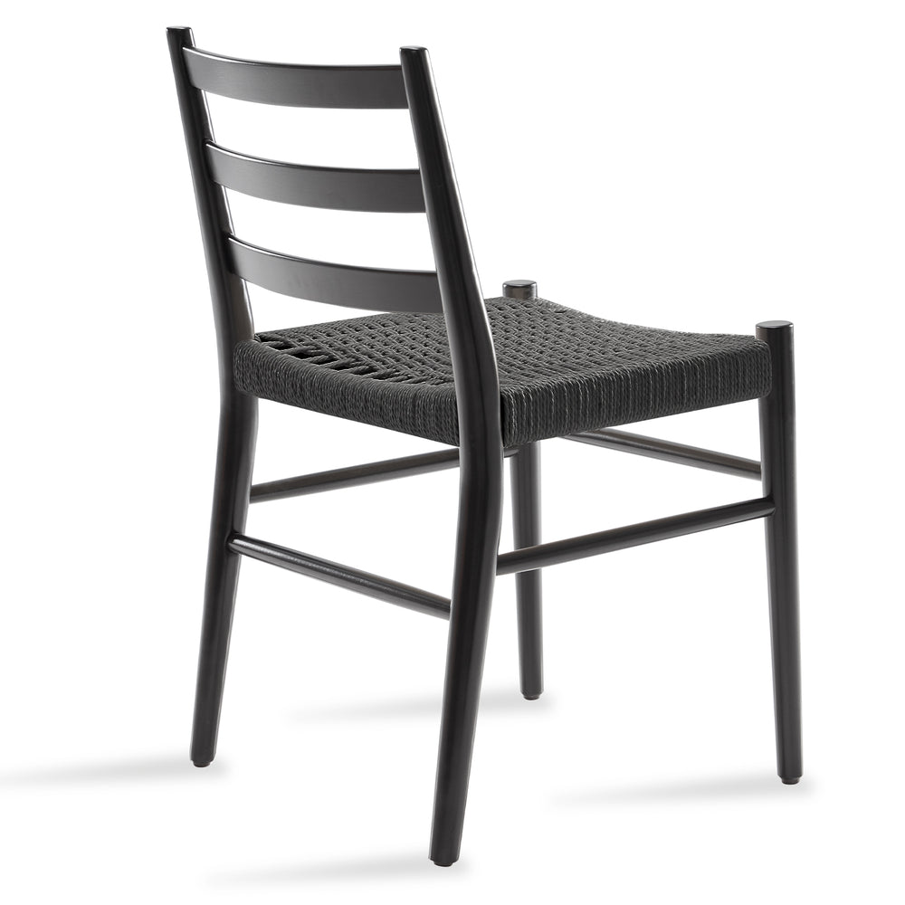 English Elm Wood Rattan Dining Chairs Set of 2 — Fully Assembled Beech Wood, Ergonomic Back, 300lb Capacity, Black T3623P381090