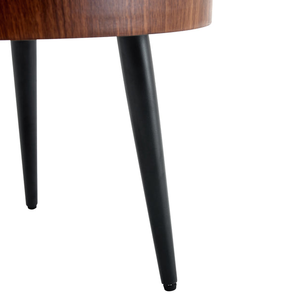 English Elm Modern Round Coffee Table with 23.6" Diameter, Thick MDF Top, Walnut Texture, Black Metal Legs, 350lb Capacity W2920P226079