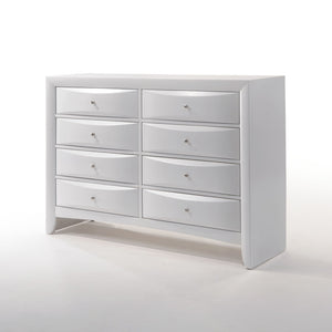 English Elm Ireland Eight-Drawer Dresser with Okume Veneer Top, Brushed Nickel Knobs and Durable Wood Frame White 61 L x 19 W x 45 H B2726P257361