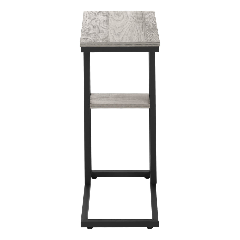 English Elm Accent Table - Sleek C-Shaped Design For Living Room & Bedroom - Grey Laminate With Black Metal Frame B2710P219397