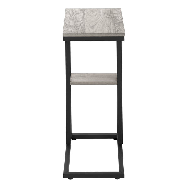 English Elm Accent Table - Sleek C-Shaped Design For Living Room & Bedroom - Grey Laminate With Black Metal Frame B2710P219397