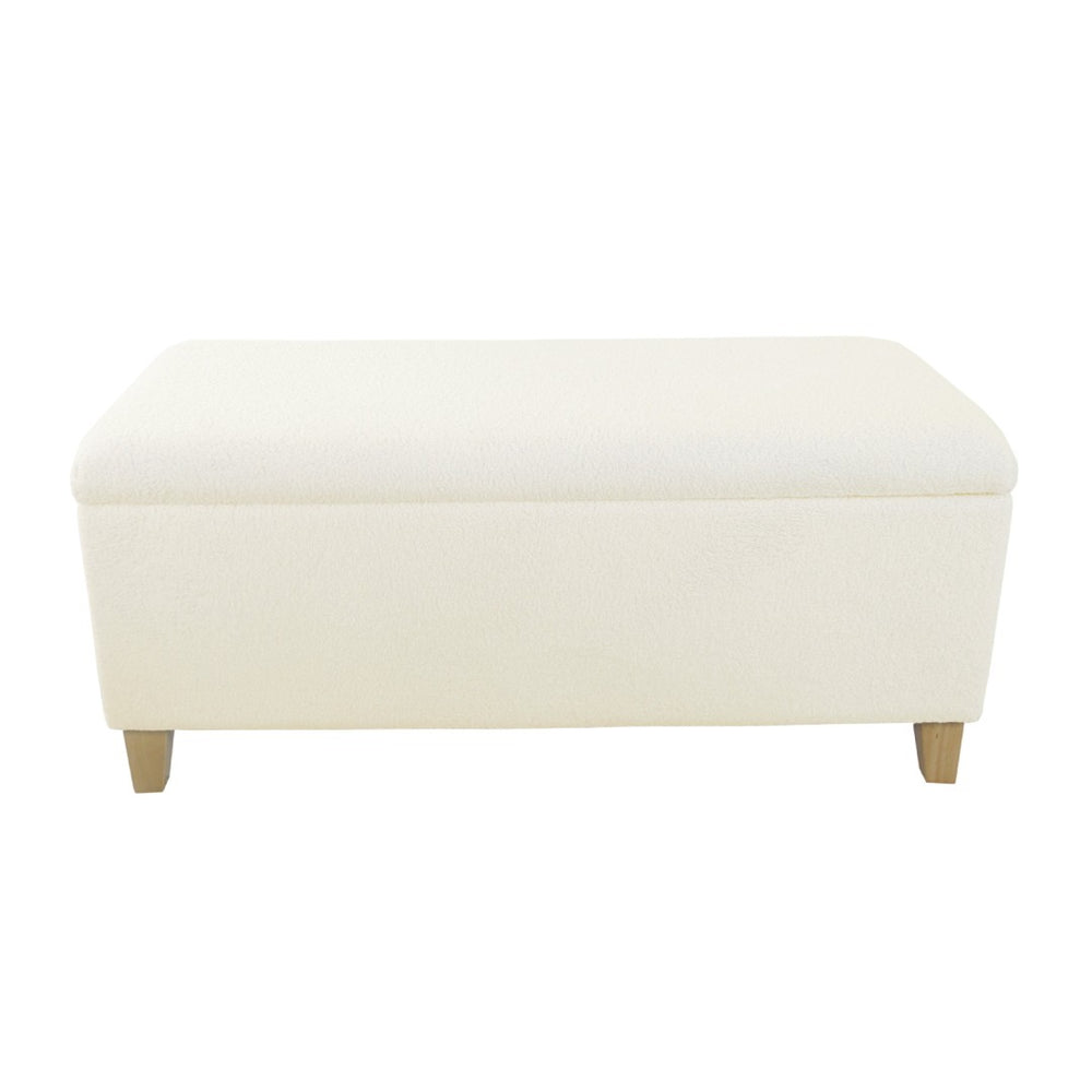 English Elm Liv Sherpa Upholstered Storage Ottoman Bench with Hinged Lid and Wood Base B056P416984