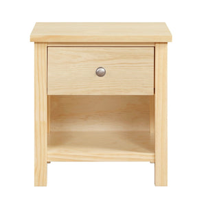 English Elm 1-drawer Nightstand Open Cubby Natural Pine Wood Bedside Table for Farmhouse Bedroom B011P473067