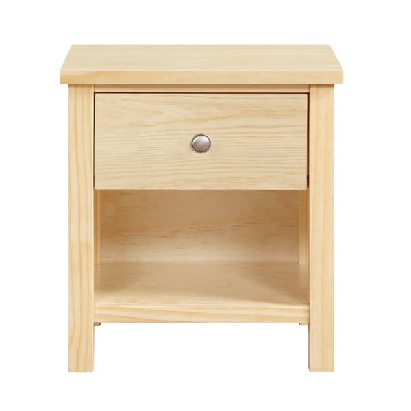 English Elm 1-drawer Nightstand Open Cubby Natural Pine Wood Bedside Table for Farmhouse Bedroom B011P473067