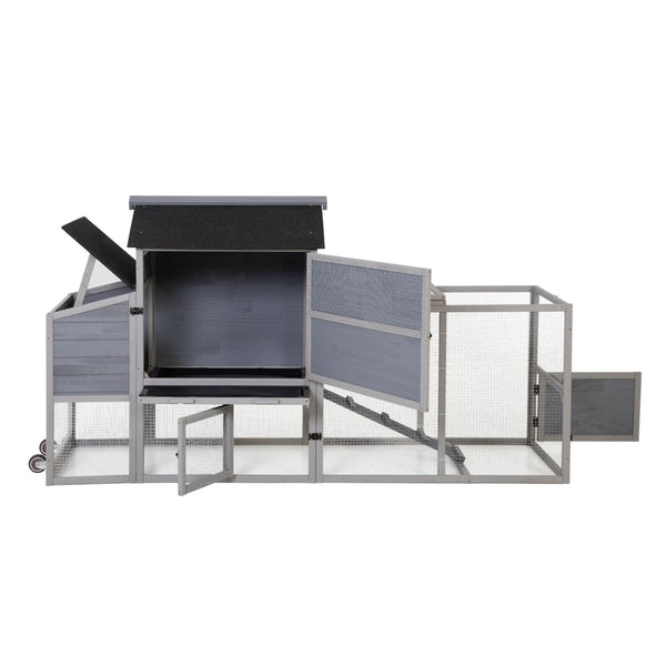 English Elm Portable Pinewood Chicken Coop with Nesting Box Run and Wheels for Backyard Flocks Gray W2181P356211