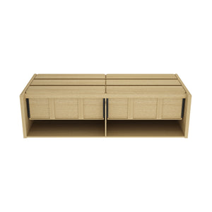 English Elm Linda 72" Dresser Natural Oak – 6-Drawer Minimalist Low-Profile Storage with Rich Wood Grain Appeal B365S00067