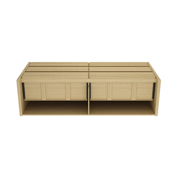 English Elm Linda 72" Dresser Natural Oak – 6-Drawer Minimalist Low-Profile Storage with Rich Wood Grain Appeal B365S00067