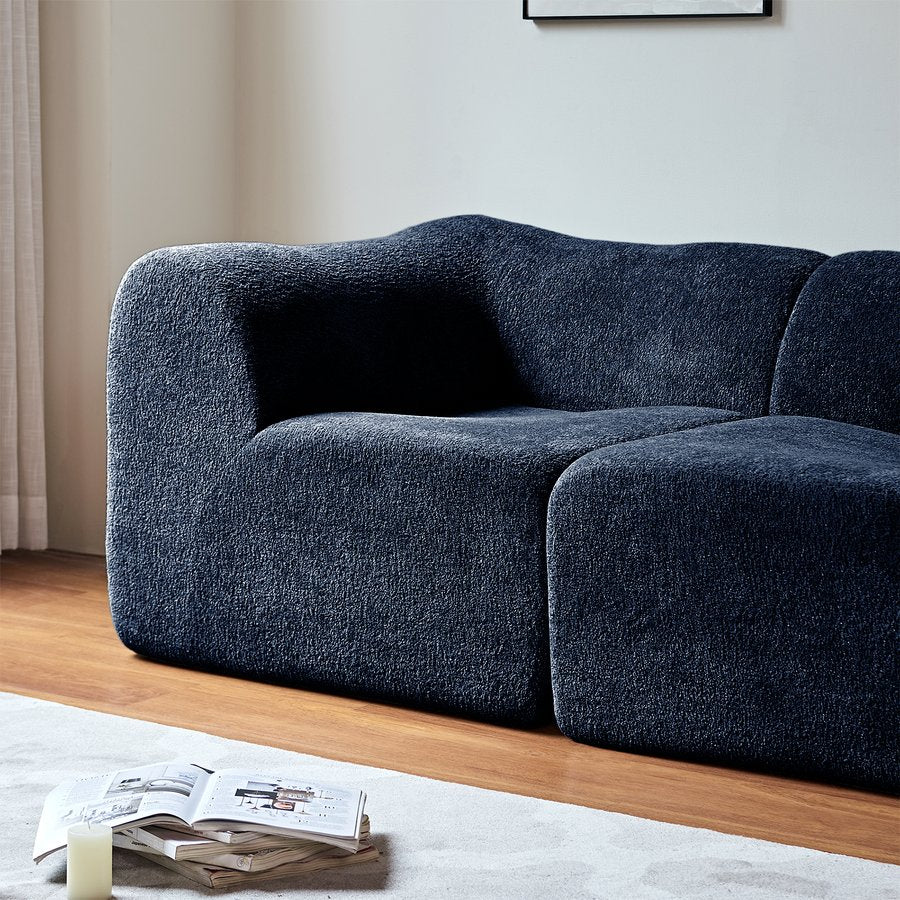 English Elm Modern Velvet Compressed 2-Seater Sofa Loveseat for Small Spaces — Plush Foam Seating, Space-Saving Design, Durable Comfort Blue W1765P349640