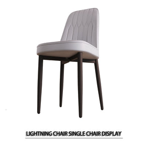 English Elm A Set of 4 Mid-century Pu Leather Dining Chairs with Cushioned Seats Metal Legs W3732P412265