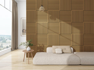 English Elm 4pcs Matte Finish Mdf Acoustic Wall Panels 3d Slat Design for Modern Home Office Walnut W3022P431999