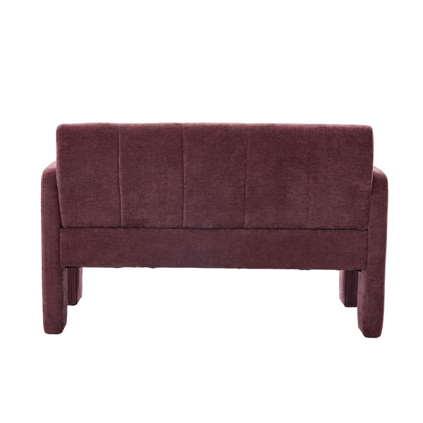 English Elm Nordic Ergonomic Double Armchair Upholstered Chenille Sofa 2-Seater Compact Lounge Chair 550LB Capacity WINE RED W395P380533