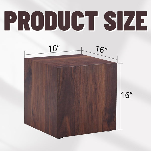 English Elm 16*16*16 Inch Walnut Grain Mdf Cube Side Table Ready to Use Living Room Accent W1151P231617