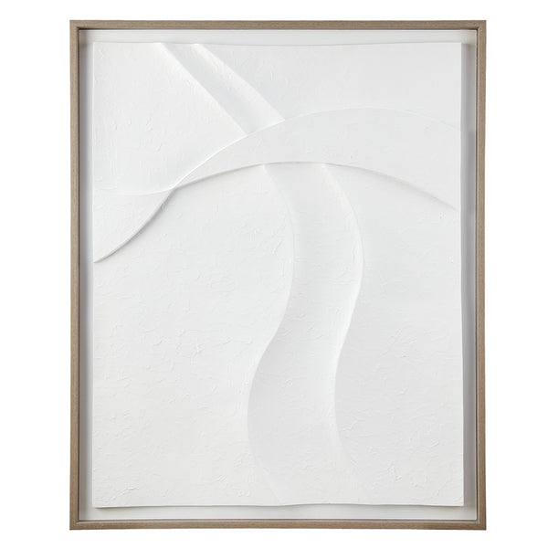 JLA Home INK+IVY - Textured Sculptural Framed Carved Resin Wall Art 26.75"x32.75" Abstract Paths Collide Relief, Weathered Frame II95B-0159