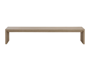 Sunpan Viga Bench - Elegant Solid Teak Wood Outdoor Seating with Waterfall Edge, Durable & Stylish Design Drift Brown