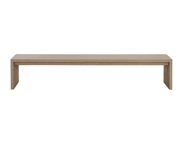 Sunpan Viga Bench - Elegant Solid Teak Wood Outdoor Seating with Waterfall Edge, Durable & Stylish Design Drift Brown